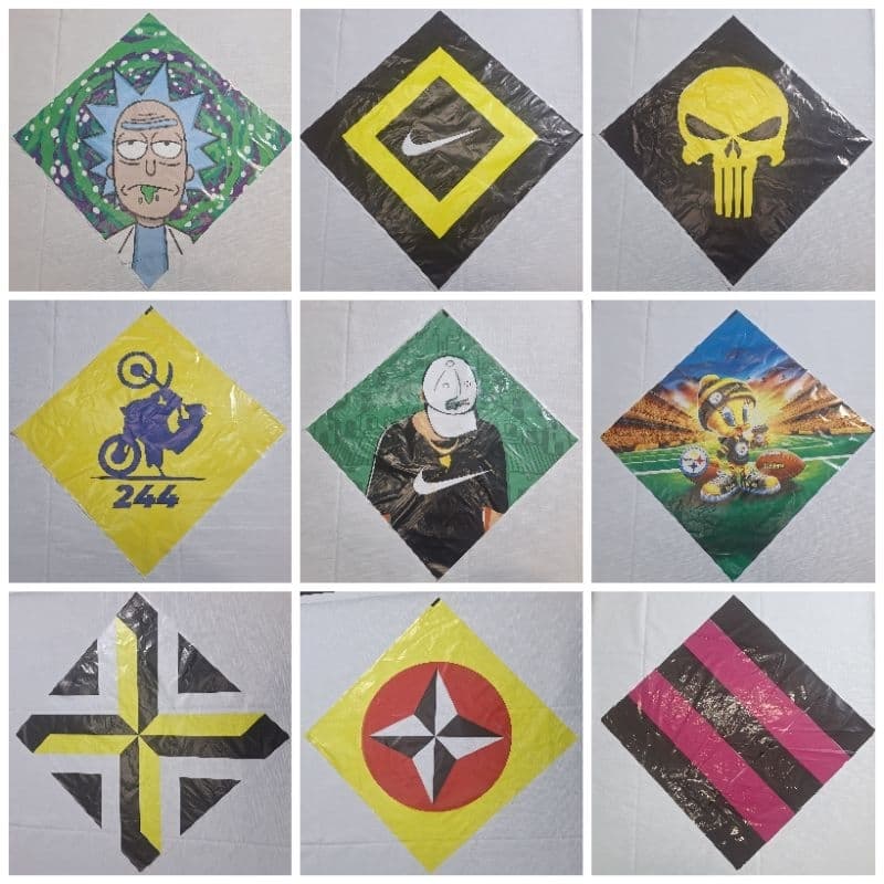 Imagem do produto papagaio, flechinha, peixinho, raia, pipa 25 unidades tamanho 35x35 ou 38x38